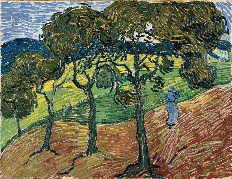 Pejzaż z drzewami i postaciami - Vincent van Gogh