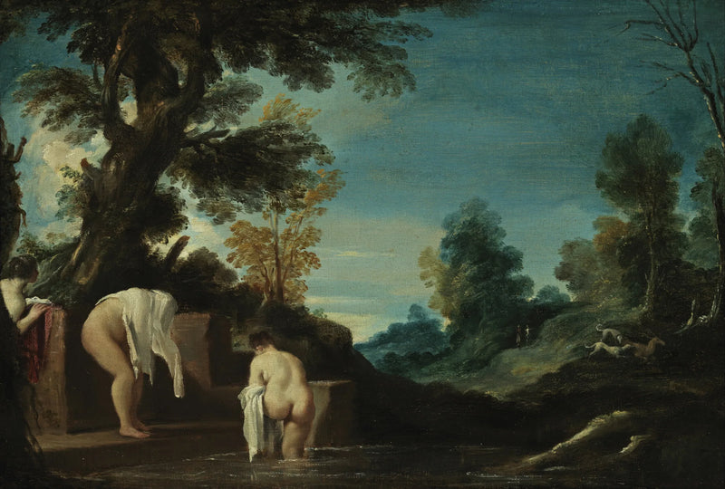 Pejzaż z kąpiącymi się kobietami - Guercino