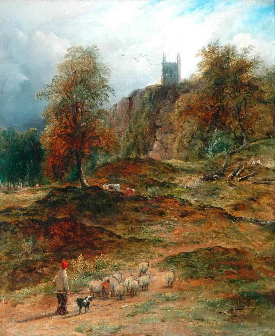 Pejzaż z pasterzem odprowadzającym stado do domu (Derbyshire) - John Constable