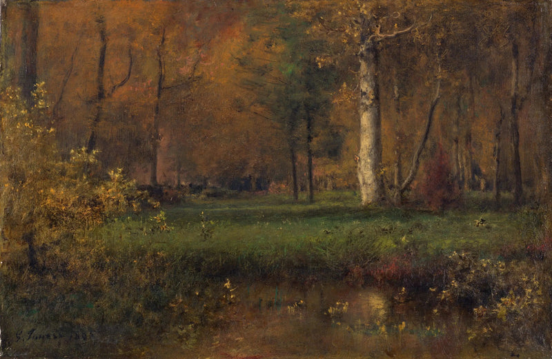 Krajobraz z żółtym krzewem - George Inness