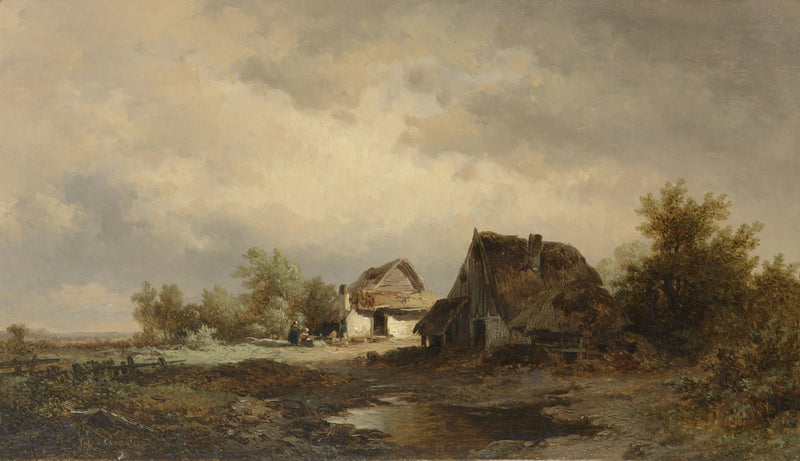Paysage avec cabanes sur la bruyère - Remigius Adrianus Haanen