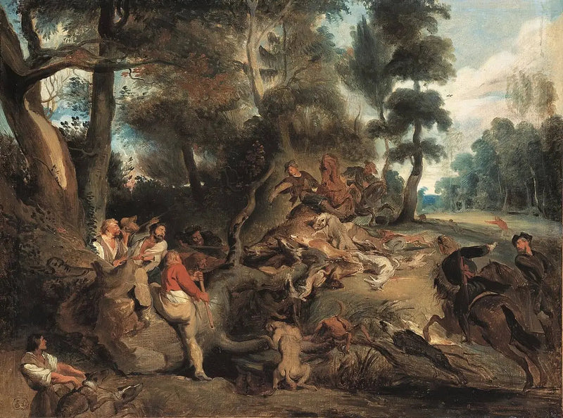 Krajobraz z polowaniem na dzika - Eugène Delacroix