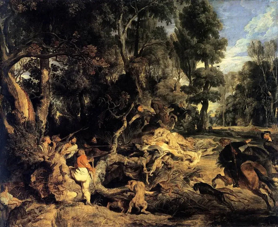 Pejzaż z polowaniem na dzika - Peter Paul Rubens
