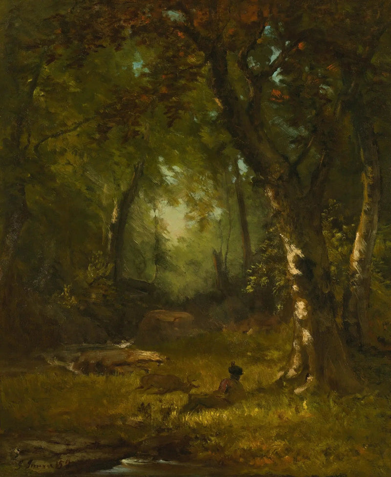 Pejzaż z myśliwym - George Inness
