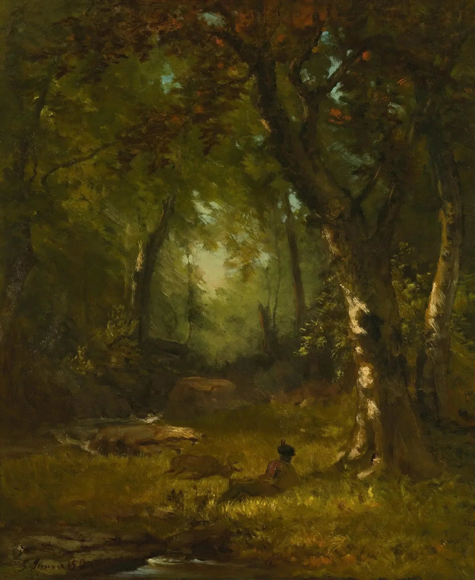 Paysage avec chasseur - George Inness image 1 copie peinte à la main à l’huile