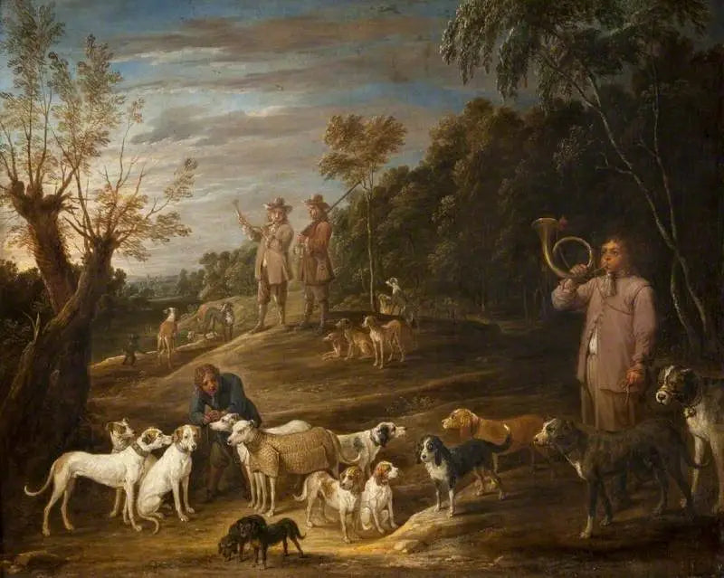Pejzaż z myśliwymi i psami - David Teniers Młodszy