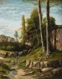 Pejzaż z podwójnymi drzewami - Gustave Courbet