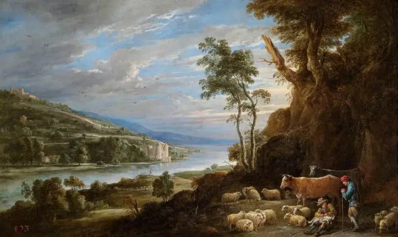 Pejzaż z pasterzami i dalekim widokiem zamku - David Teniers Młodszy