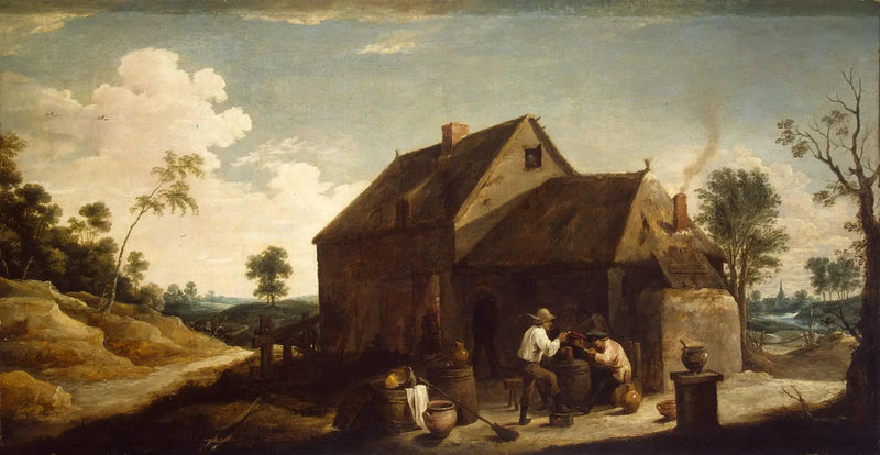 Pejzaż z chłopami przed karczmą - David Teniers Młodszy