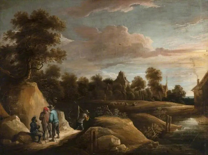 Pejzaż z chłopami na drodze - David Teniers młodszy