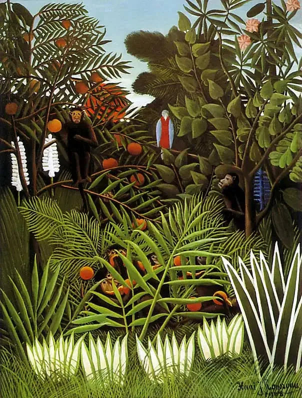 Pejzaż z egzotycznymi małpami i papugą - Henri Rousseau