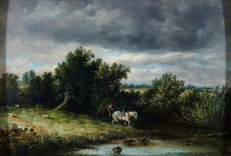 Pejzaż z dwoma końmi i strumieniem - John Constable