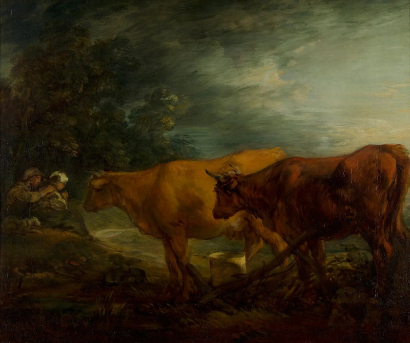 Pejzaż z dwoma krowami, pasterzem i mleczarką - Thomas Gainsborough