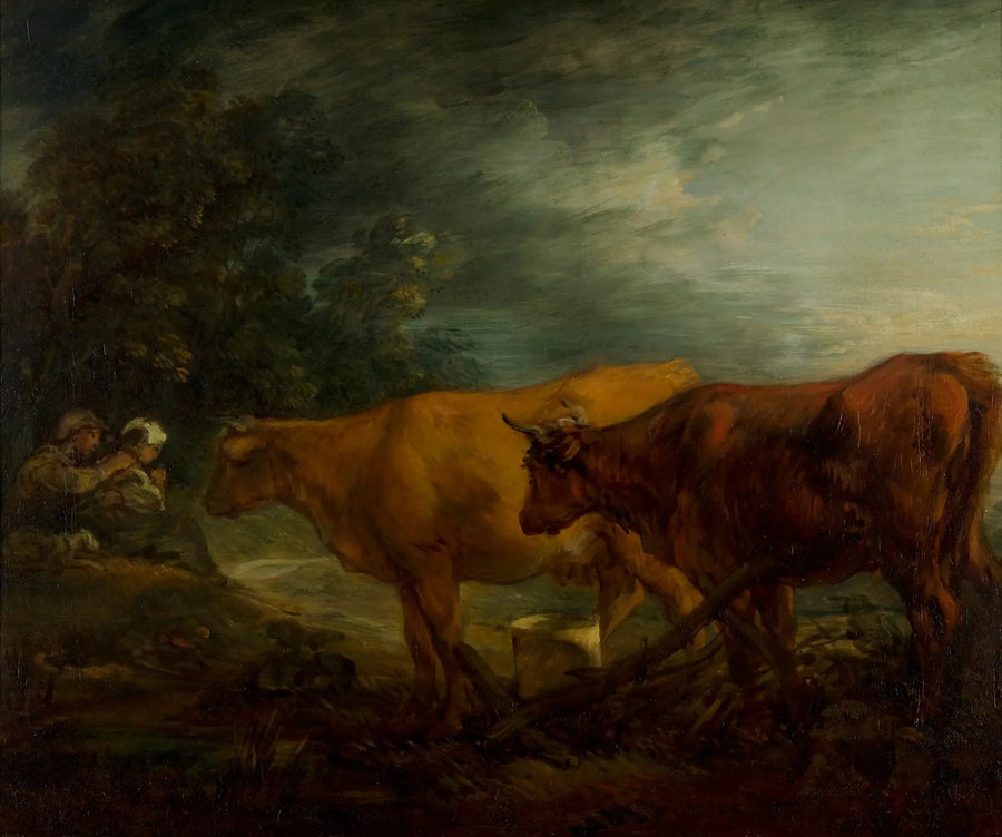 Pejzaż z dwoma krowami, pasterzem i mleczarką - Thomas Gainsborough