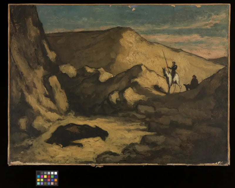 Pejzaż z Don Kichotem i martym mułem - Honoré Daumier