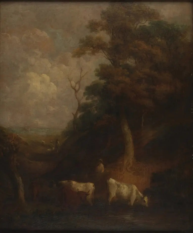 Paysage avec du bétail et un étang - Thomas Gainsborough image 1 copie de tableau peinte à la main