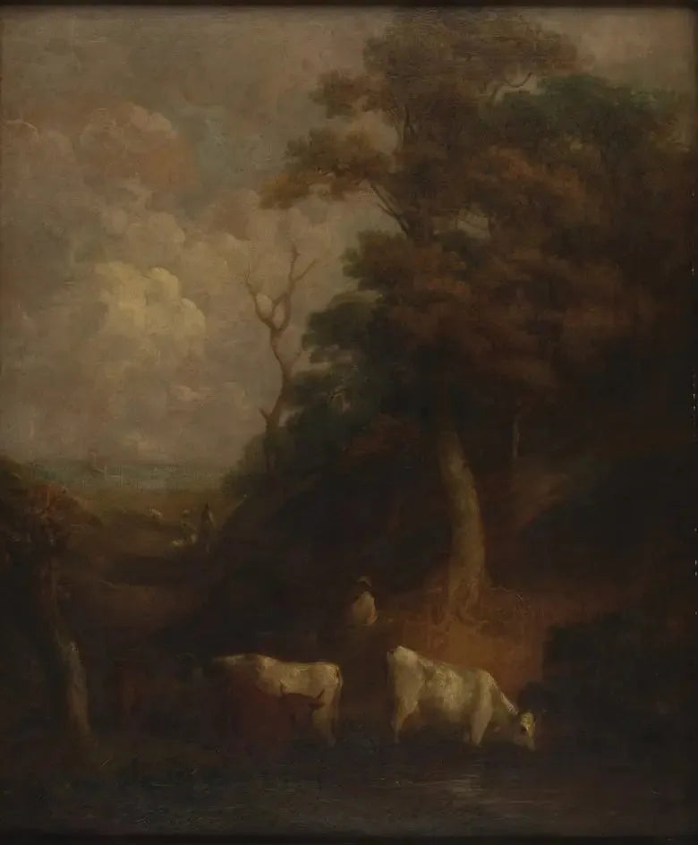 Pejzaż z bydłem i stawem - Thomas Gainsborough