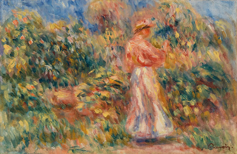 Krajobraz z kobietą w różowym i białym - Pierre-Auguste Renoir