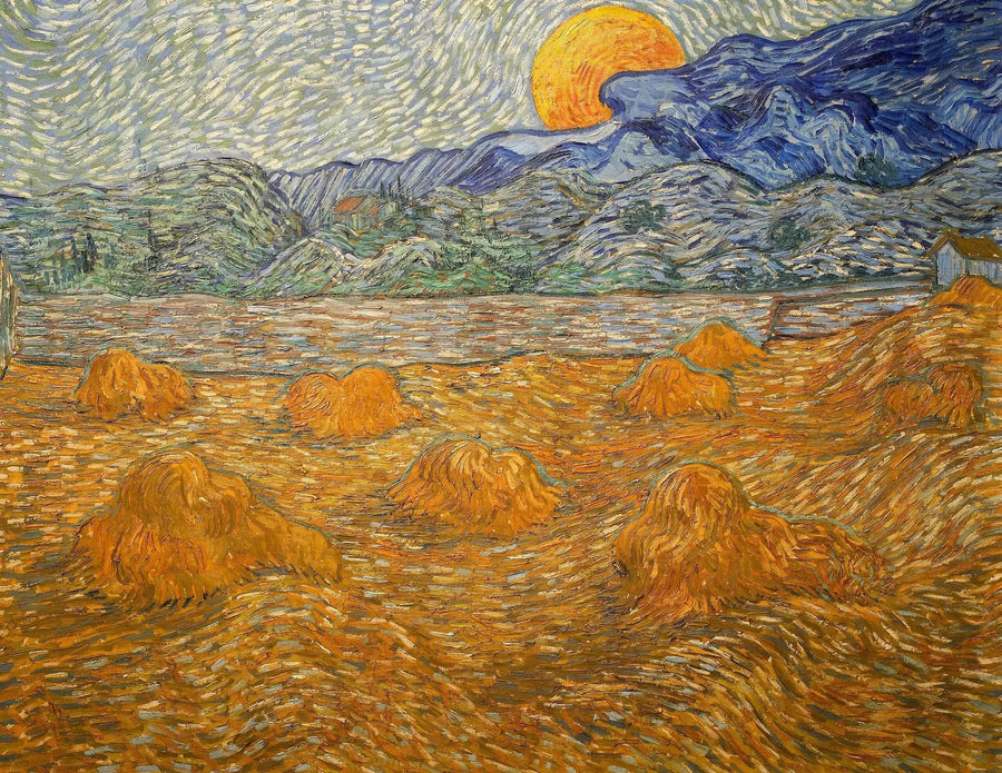 Pejzaż z snopami zboża i wschodzącym księżycem - Vincent van Gogh