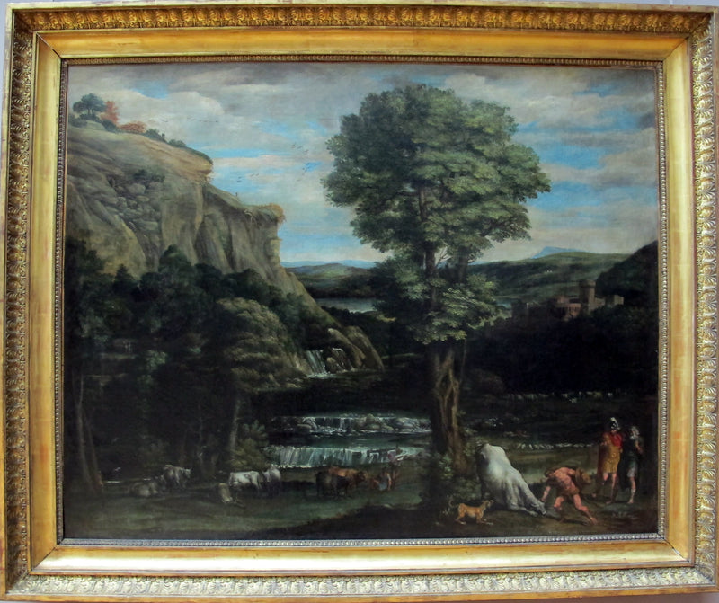 Pejzaż z Herkulesem walczącym z Acheüsem przemienionym w byka - Domenichino