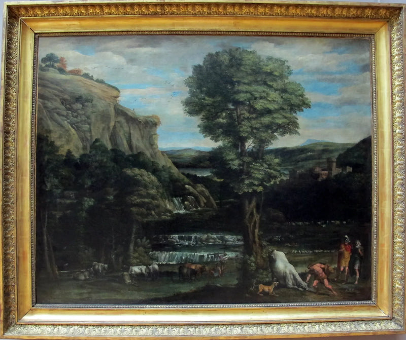 Pejzaż z Herkulesem walczącym z Acheüsem przemienionym w byka - Domenichino