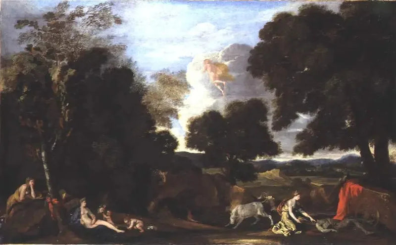 Pejzaż z Junoną i Arguszem - Nicolas Poussin