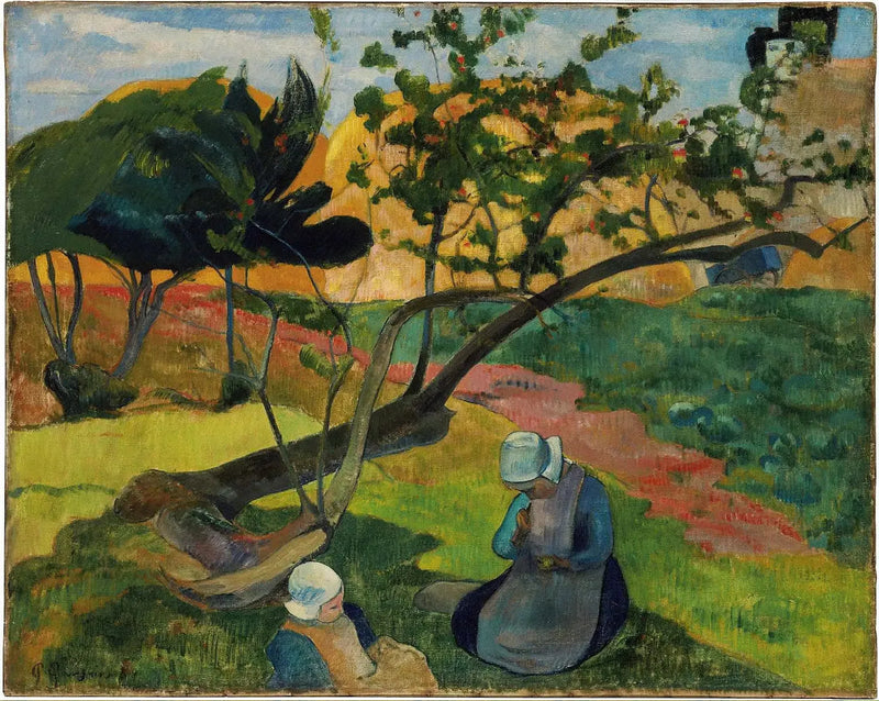 Krajobraz z bretońską kobietą Dwa - Paul Gauguin