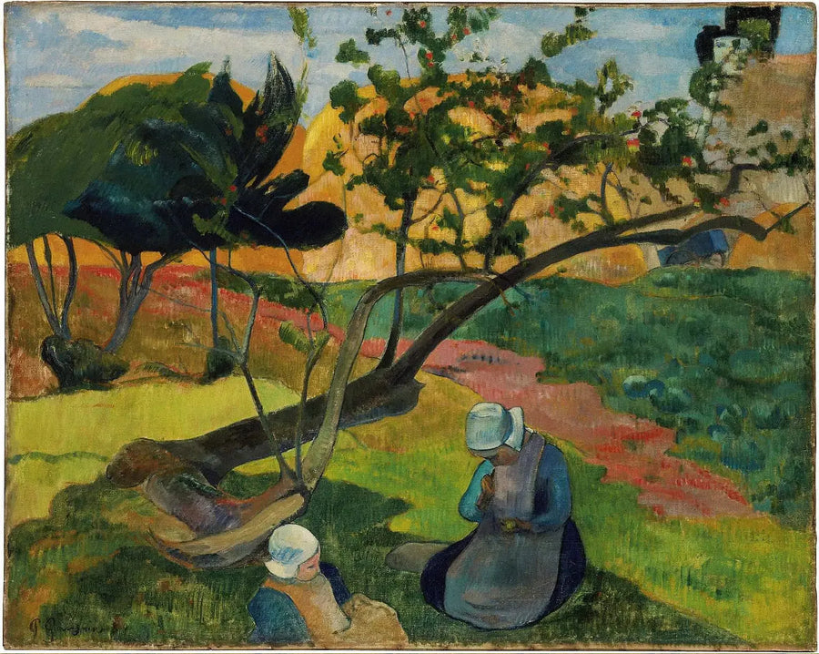 Krajobraz z bretońską kobietą Dwa - Paul Gauguin