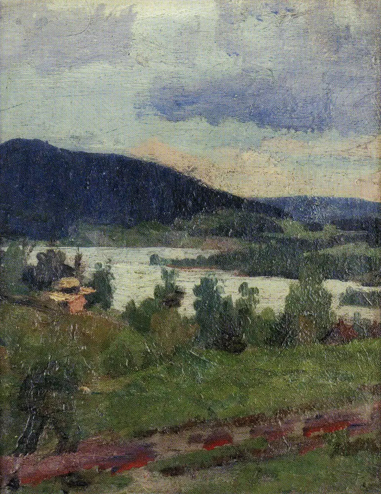 Krajobraz z jeziorem i lasem - Edvard Munch