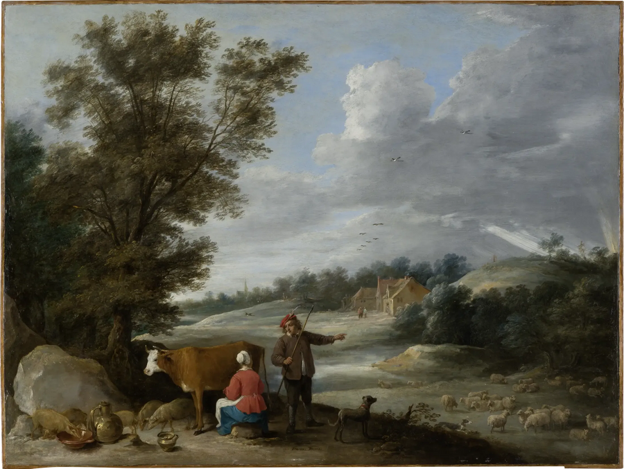 Pejzaż z mleczarką i pastorem - David Teniers Młodszy