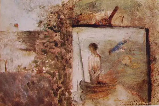 Krajobraz z ''Biednym Wędkarzem'' Puvisa de Chavannes - Georges Seurat