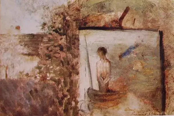 Krajobraz z ''Biednym Wędkarzem'' Puvisa de Chavannes - Georges Seurat
