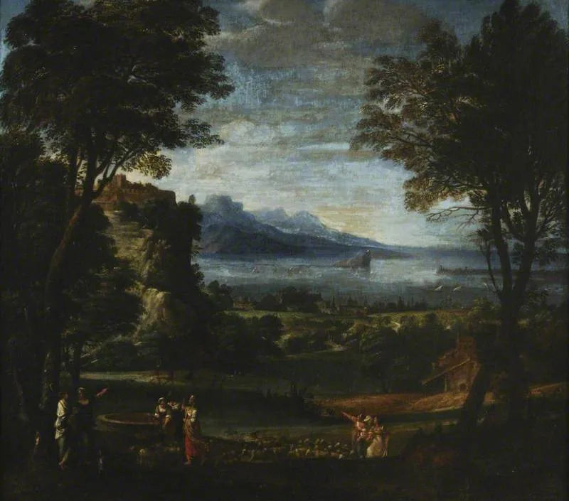Pejzaż z dziewczynami Jethrow przy studni - Domenichino