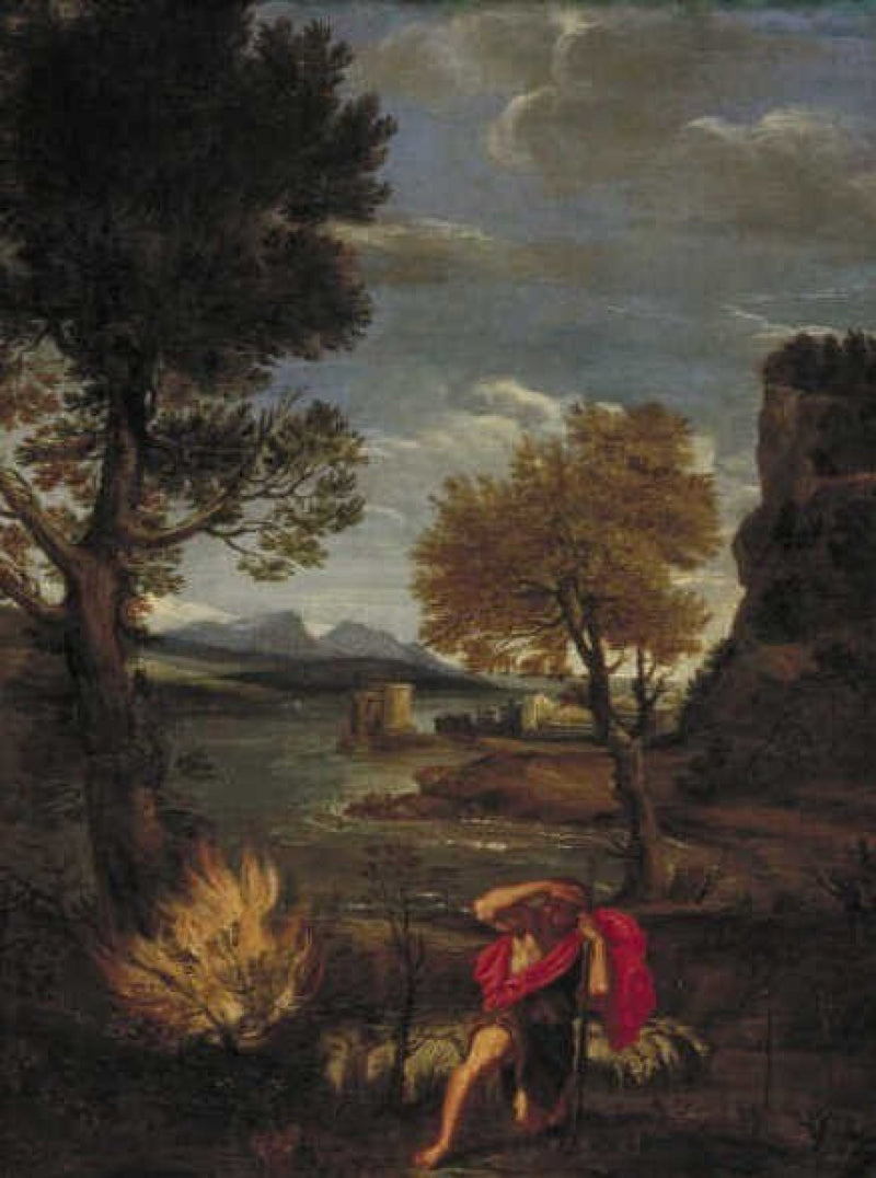 Pejzaż z Mojżeszem i płonącym krzewem - Domenichino