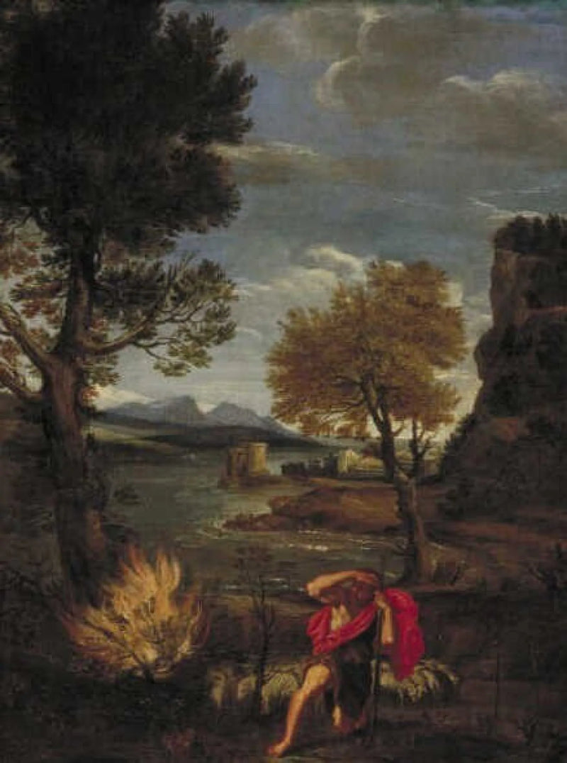 Pejzaż z Mojżeszem i płonącym krzewem - Domenichino