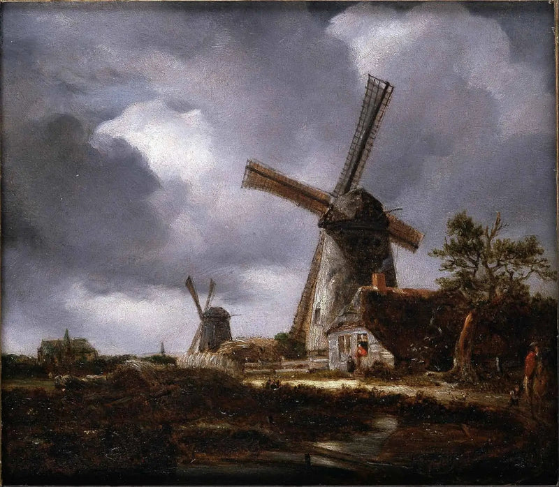 Pejzaż z wiatrakami w pobliżu Haarlem, według Jacoba van Ruisdaela - John Constable