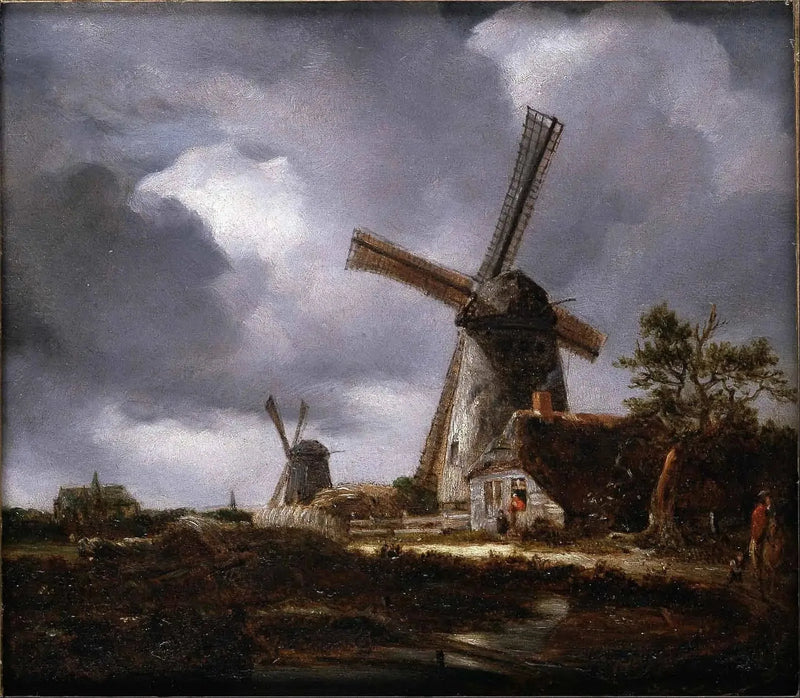 Pejzaż z wiatrakami w pobliżu Haarlem, według Jacoba van Ruisdaela - John Constable