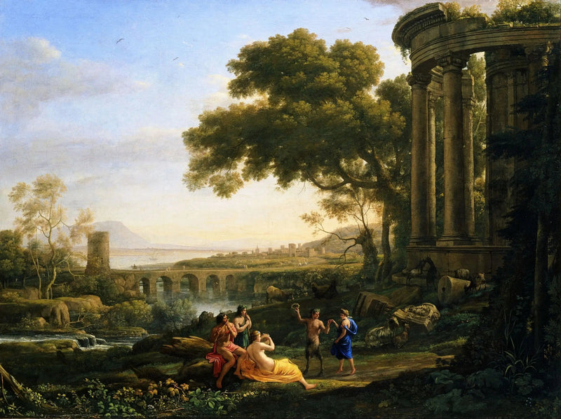 Pejzaż z nimfą i satyrem tańczącym - Claude Lorrain