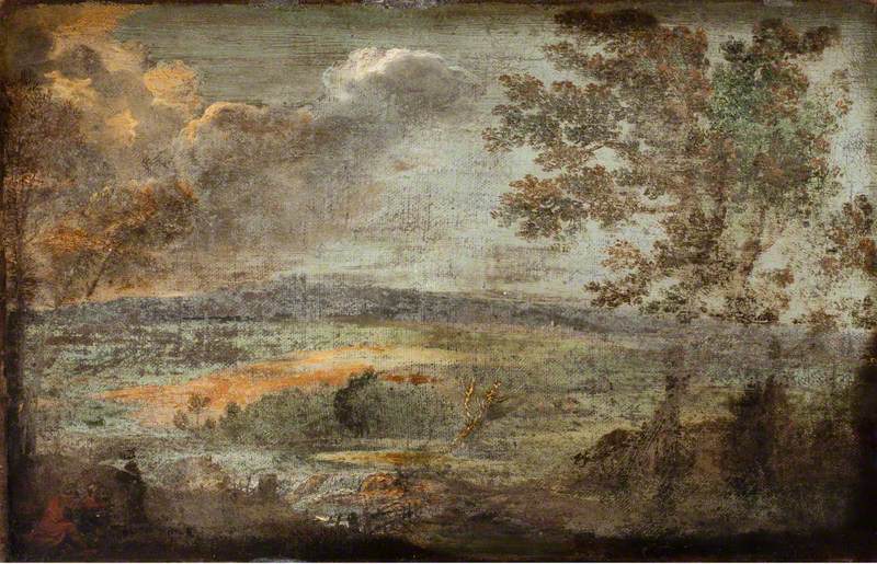Pejzaż z postaciami nad brzegiem rzeki - Annibale Carracci