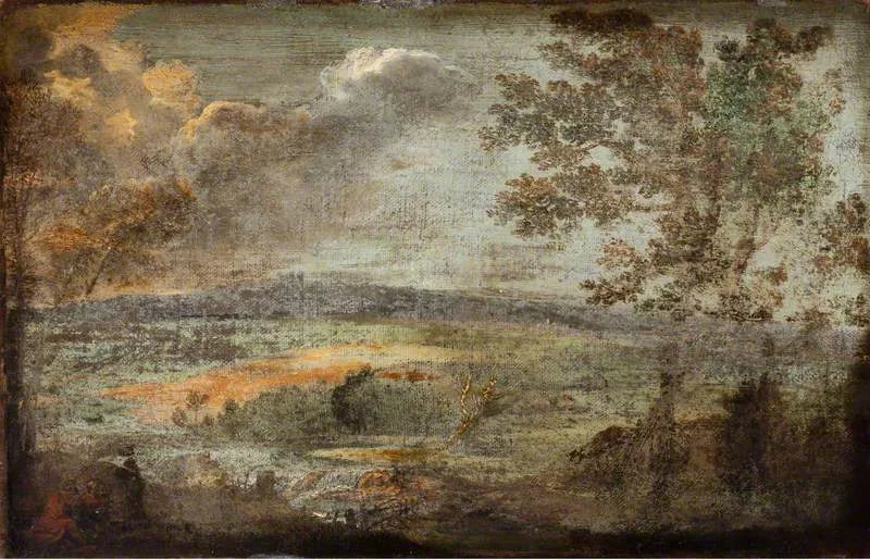 Pejzaż z postaciami nad brzegiem rzeki - Annibale Carracci