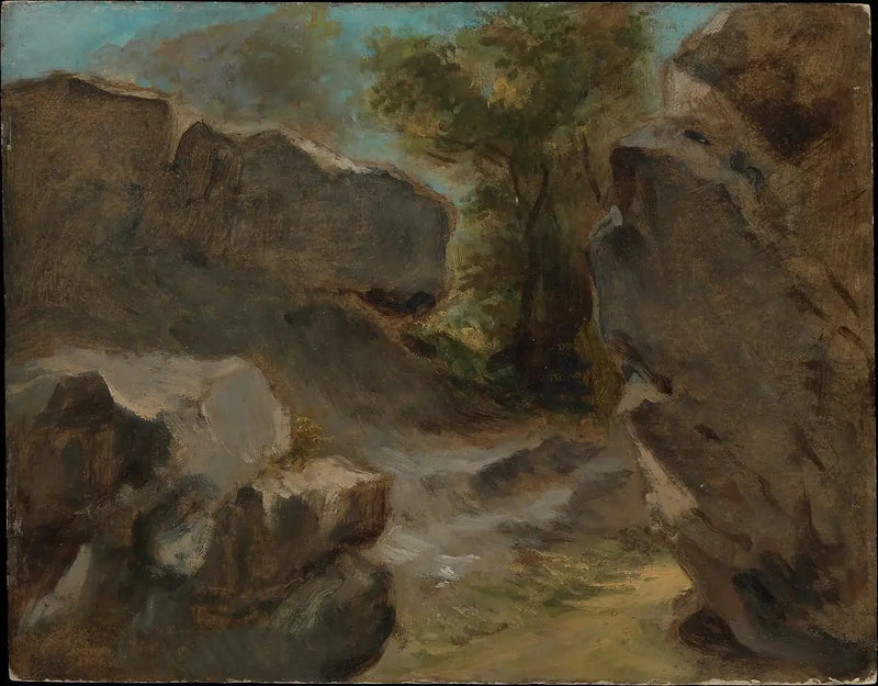 Krajobraz z skałami, Augerville - Eugène Delacroix