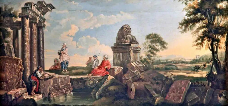 Pejzaż z ruinami i postaciami klasycznymi - Giovanni Paolo Panini
