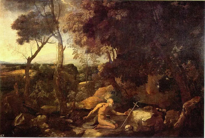 Pejzaż z świętym Pawłem Eremitą - Nicolas Poussin