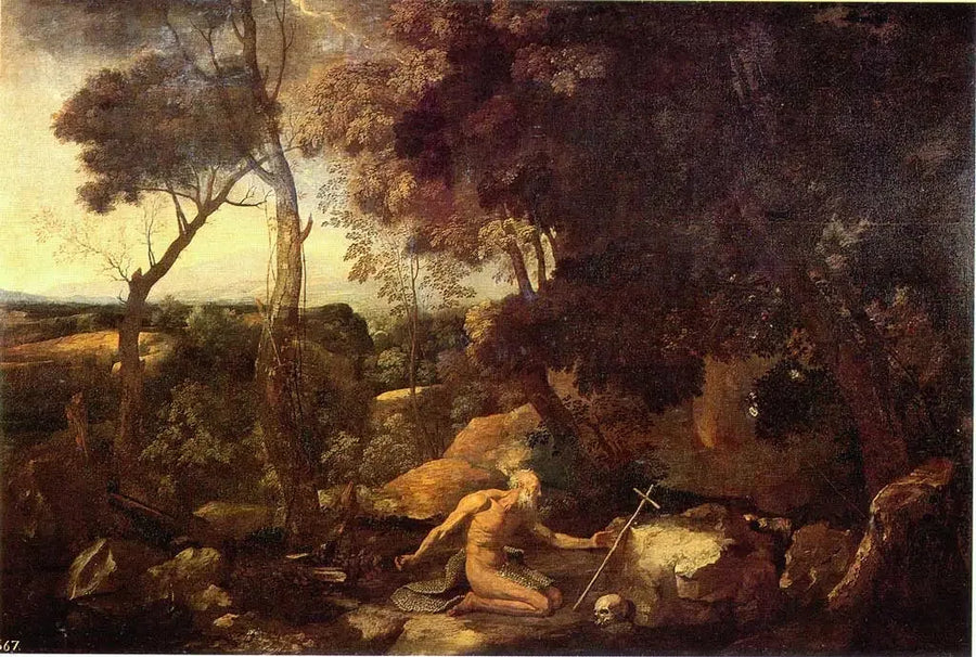 Pejzaż z świętym Pawłem Eremitą - Nicolas Poussin