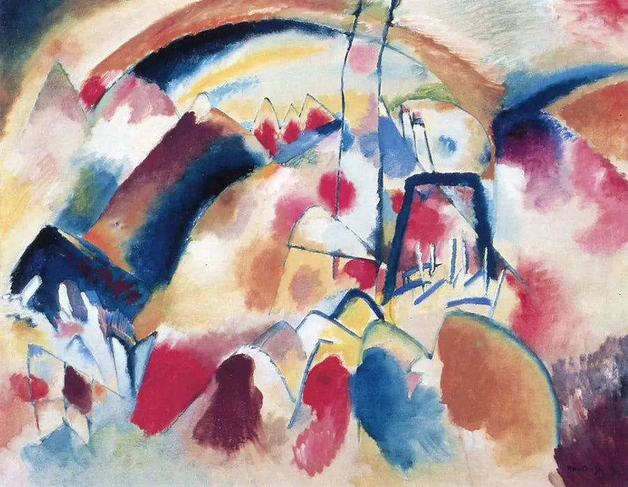 Krajobraz z czerwonymi plamami - Wasilij Kandinsky
