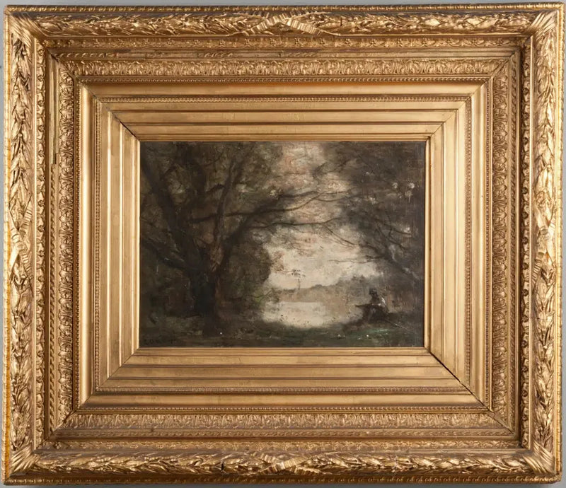 Pejzaż z chłopcem rysującym - Jean-Baptiste Camille Corot