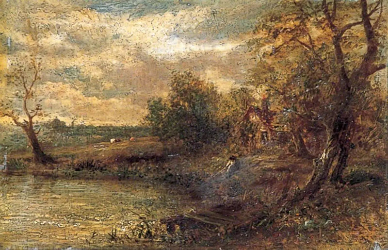 Pejzaż z mężczyzną łowiącym ryby - John Constable
