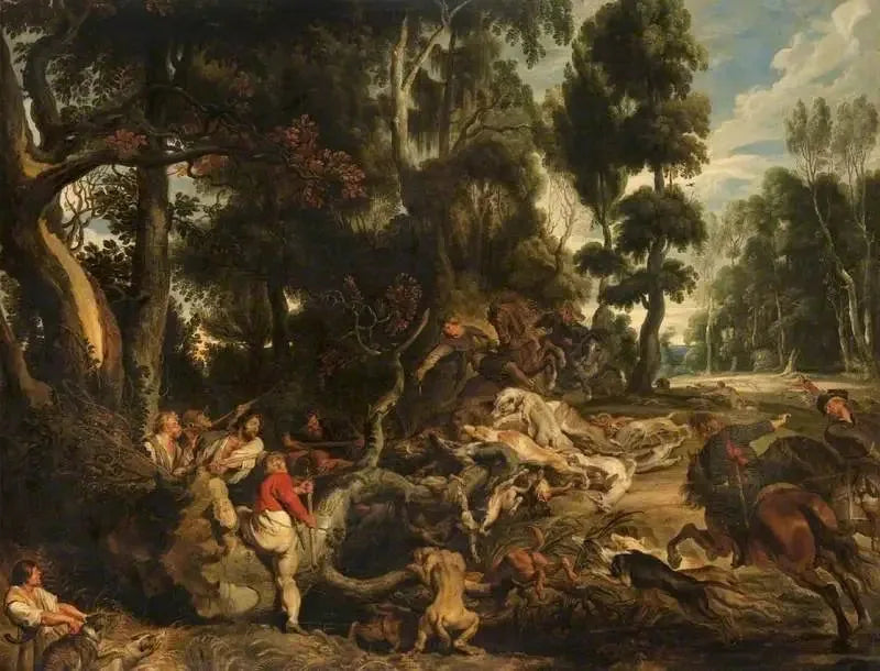 Pejzaż z polowaniem na dzika - Peter Paul Rubens