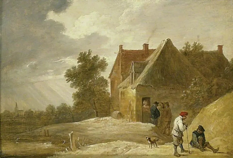 Pejzaż z farmą i postaciami nad brzegiem rzeki - David Teniers młodszy