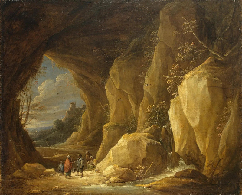 Pejzaż z grotą i grupą cyganów - David Teniers młodszy